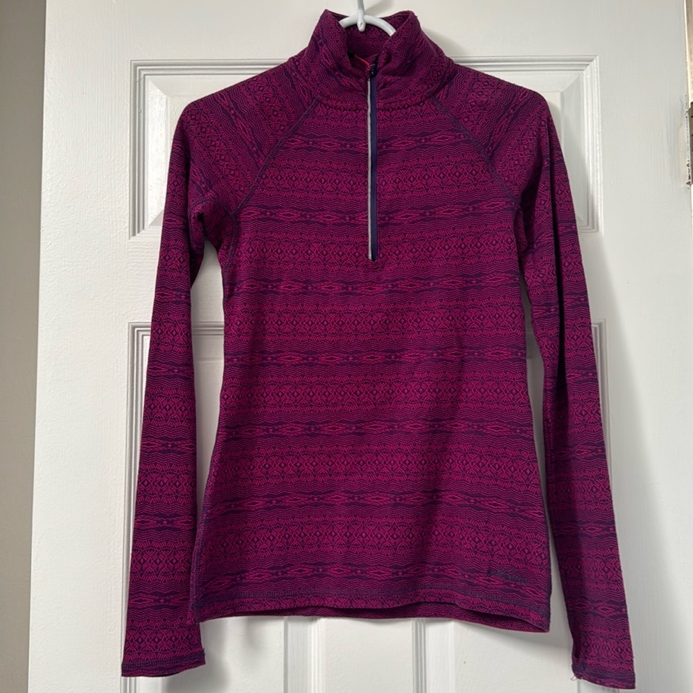 Eddie Bauer 1/4 zip pullover long sleeve small thumb holes back pocket zip NWT